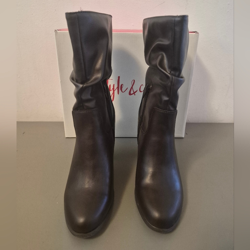 NIB Style & Co. Brown Heeled Boots